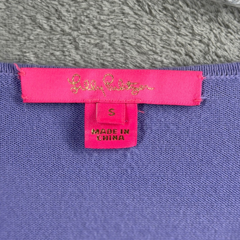 Lilly‎ Pulitzer Purple Bow Sleeve Sweater Size S Preppy Girly Casual Resortwear - Picture 6 of 10